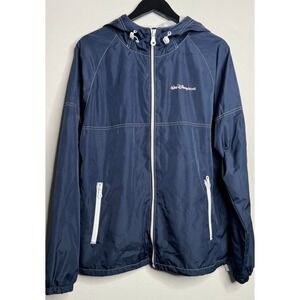 Walt Disney World Windbreaker Men's Medium Blue White Mesh Lined Zip Jacket